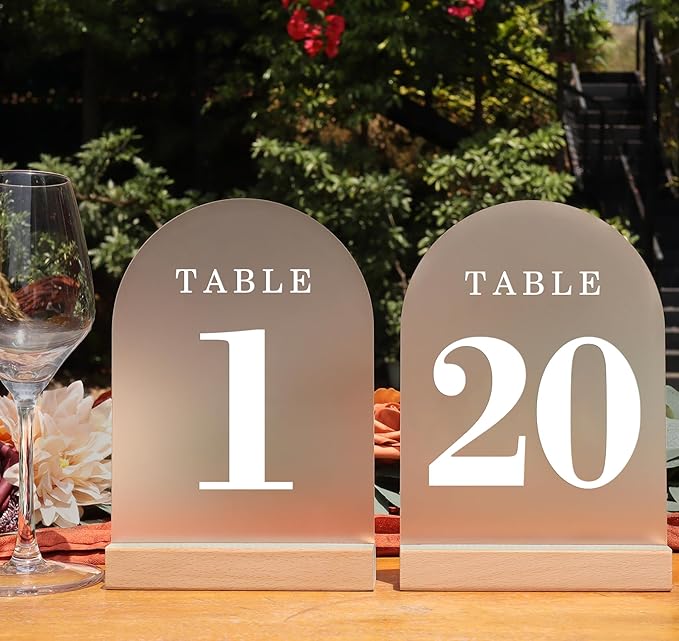 Wedding Table Numbers 1-20, Acrylic Arch Signs by ORGANTEAM