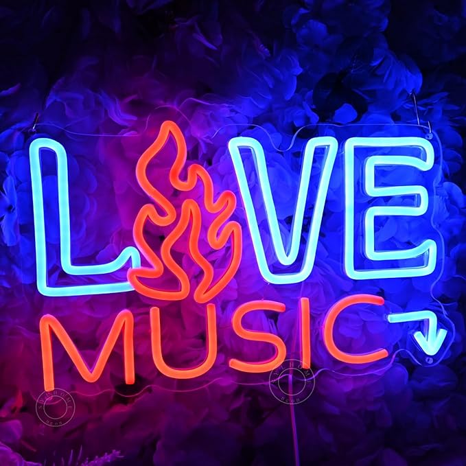 SYLHOME Live Music Led Neon Light Sign Fire Hot Bar Pub Music Studio Club - Image 6