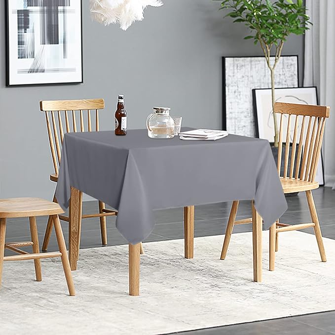 sancua 2 Pack Light Grey Tablecloth 54 x 54 Inch, Stain and Wrinkle Resistant - Image 2