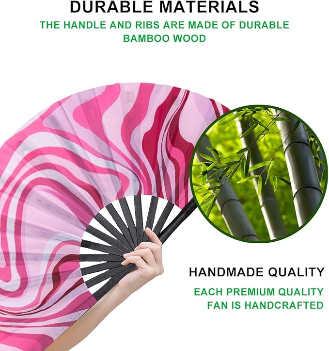 Amajiji Large Folding Hand Rave Fan Popping Fan - Image 4