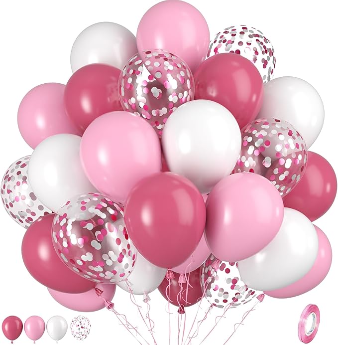 Hot Pink White Balloons by Paready