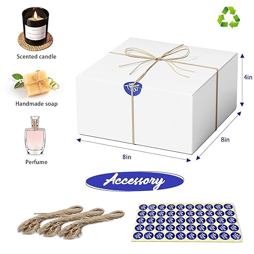 MESHA Gift Boxes Bulk with Lids 8x8x4'' 300PC White, Gift Boxes Bulk - Image 2