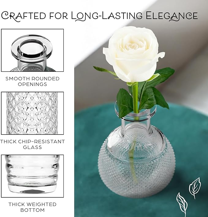Gather & Bloom Creations Glass Bud Vases in Bulk – Set of 10 Mini Wedding - Image 5