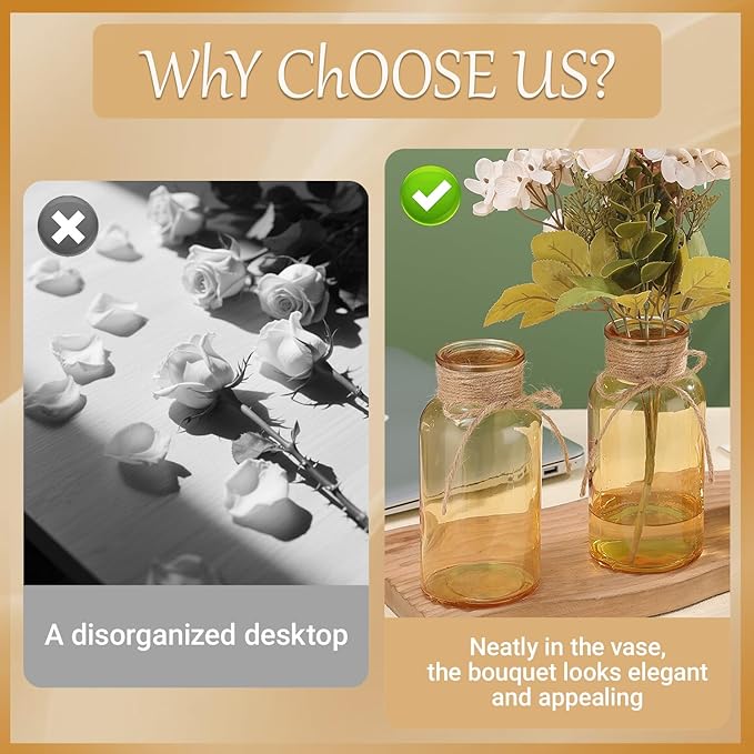 Gold Vases for Centerpieces Set of 6, Mason Jars Boho Cylinder Bud Vases in Bulk - Image 5