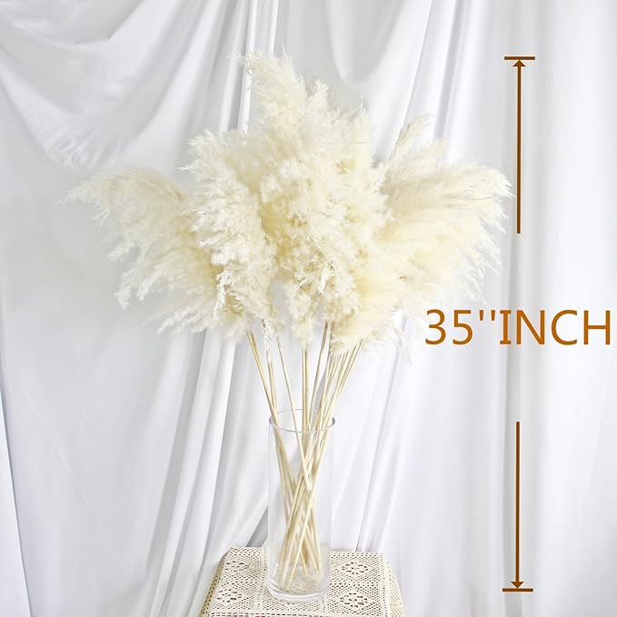35-inch Tall White Pampas Grass Bouquet Decor - Image 6
