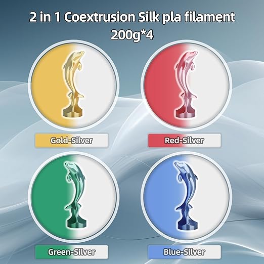 3D Printer Filament Bundle, Silk PLA Filament 1.75mm, Dual Color Filament 200gX - Image 2
