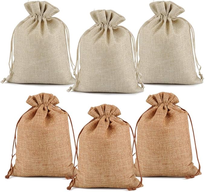 Lucky Monet 25/50/100PCS Burlap Gift Bags Wedding Hessian Jute Bags Linen - Image 7