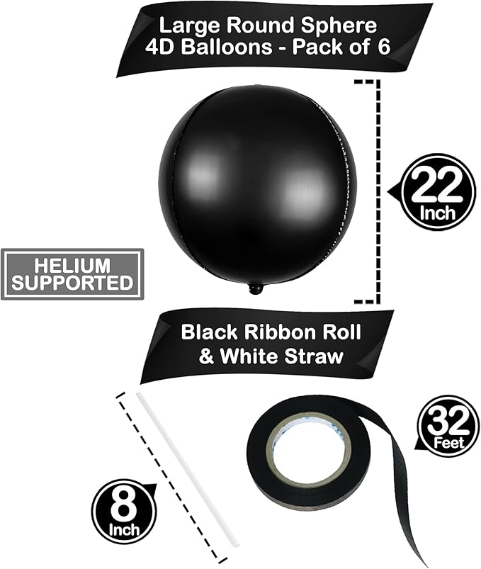 KatchOn, Big Matte Black Foil Balloons - Image 4