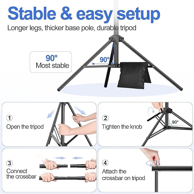 EMART Backdrop Stand, 20x7ft Large Adjustable Background Support System - Image 6
