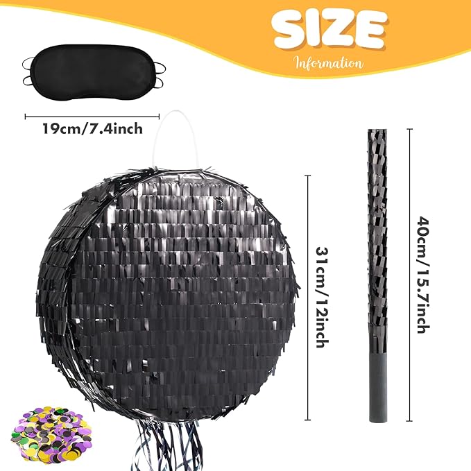 WERNNSAI Black Round Pinata for DIY - Image 4