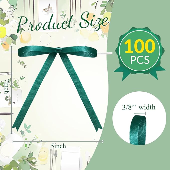 Riceshoot 100 Pcs Twist Tie Bows Bulk 5x7 Inch Satin Ribbon Bows - Image 2