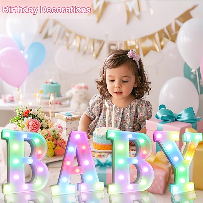Light Up Colorful LED Marquee Letter lights, 18 Colors Changing Alphabet - Image 3