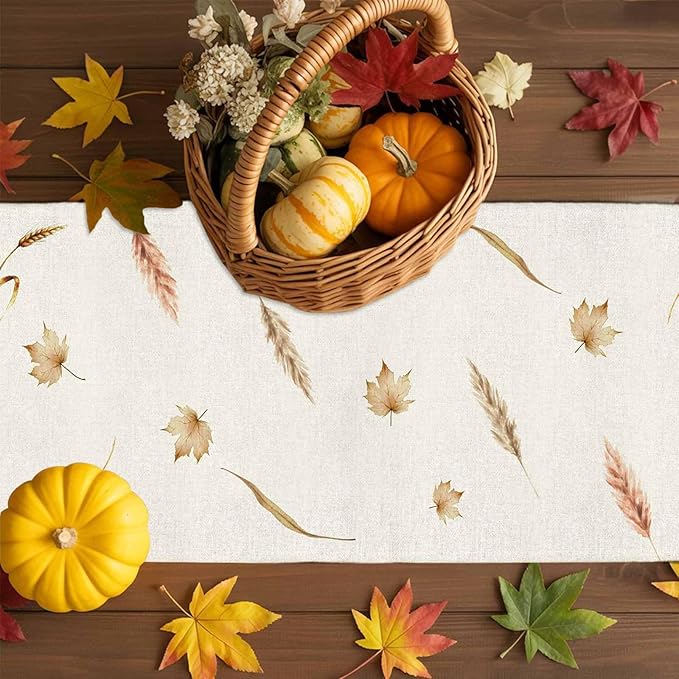 Fall Thanksgiving Cotton Linen Table Runner - Image 9