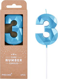 PHD CAKE 2.76 Inch Crystal Blue 3 Number Birthday Candles, Cake Number Candles by PHDCAKE