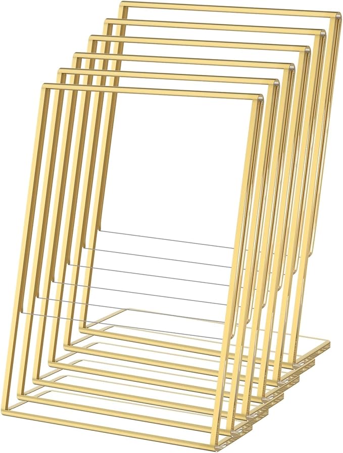 NIUBEE 8.5 x 11 Gold Frames, 6 Pack Acrylic Slanted Back Gold Picture Frames by NIUBEE