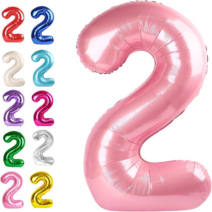 Big 40 Inch Pearlescent Pink 2 Number Balloon Birthday Decoration, Pearl Pink by Upgesy