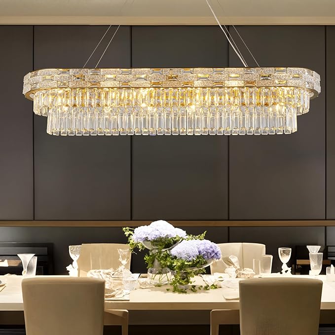 Crystal Chandeliers, 49.2" 18-Light Gold Chandelier by CEENWE