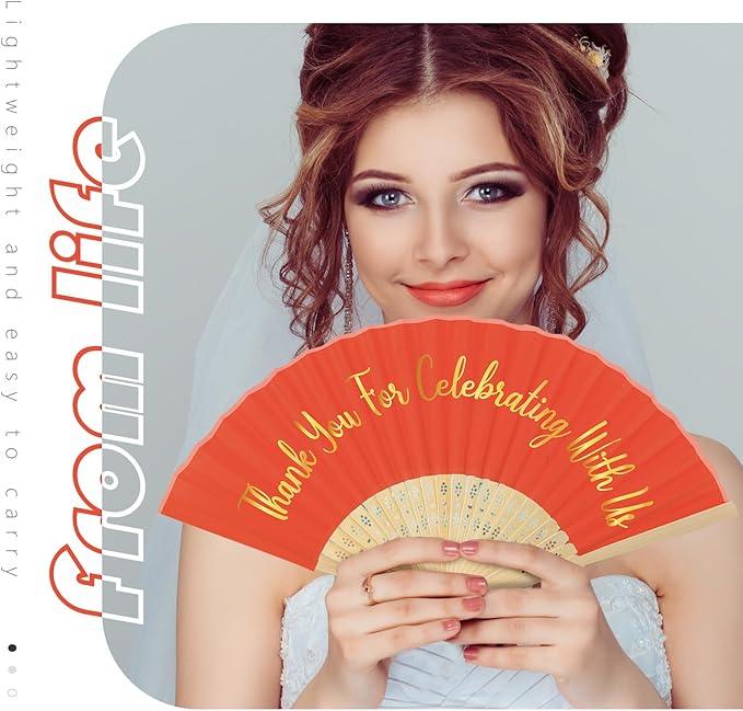Jetec 50 Pcs Wedding Fans for Guests Bulk Silk Hand Fans Handheld Folded Thank - Image 3