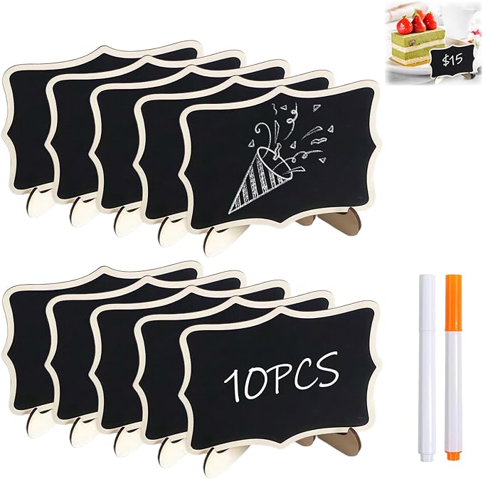 10PCS Mini Chalkboard Signs, Framed Small Chalk Board Food Labels by Unknown