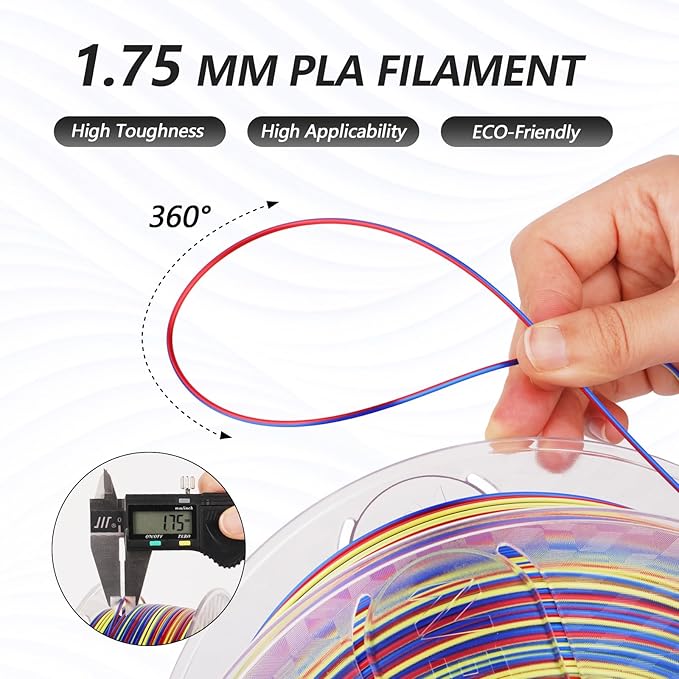 AMOLEN Silk PLA 3D Printer Filament Bundle, PLA Filament 1.75mm Shiny - Image 4