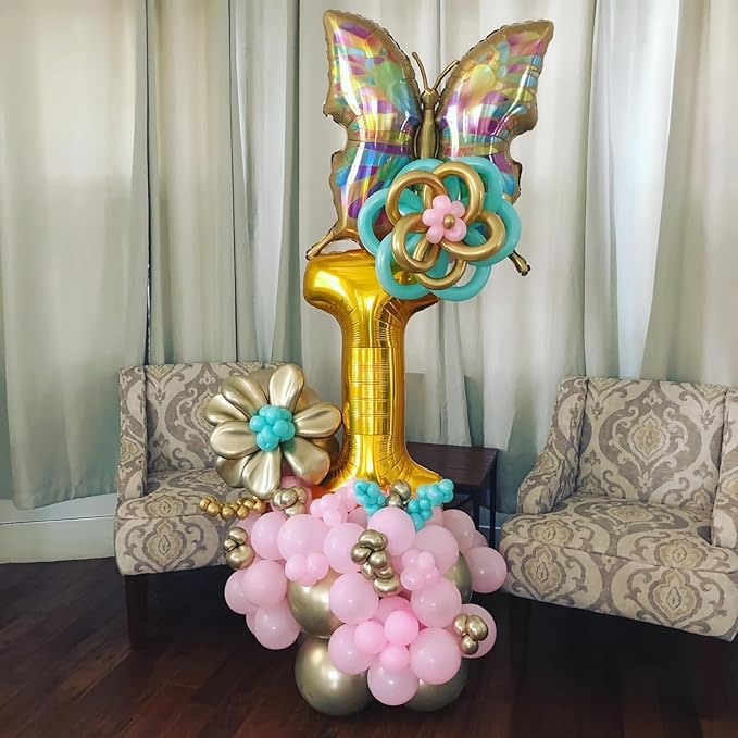 Gold Letter Balloons, 40 Inch Alphabet Name Mylar Self Inflating Custom I Decor - Image 3