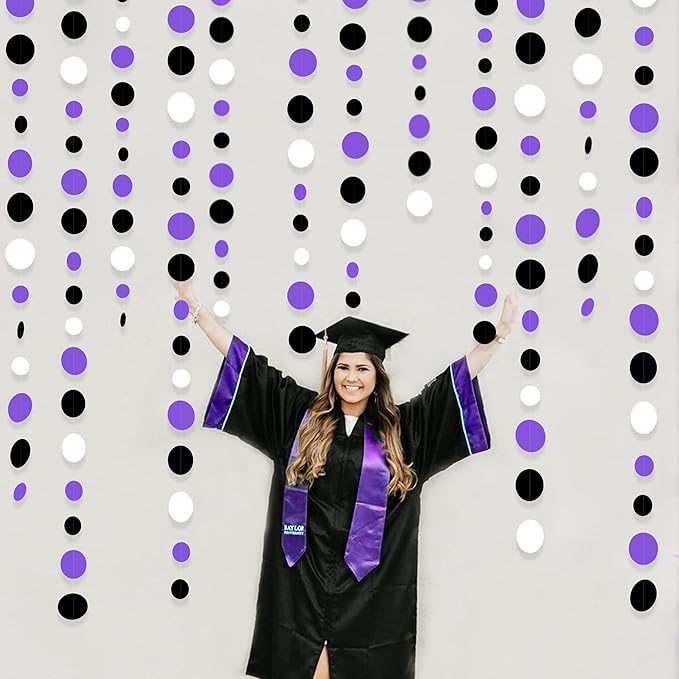 46Ft Purple Black Circle Dots Garlands Black Purple and White Polka Dot Hanging - Image 4