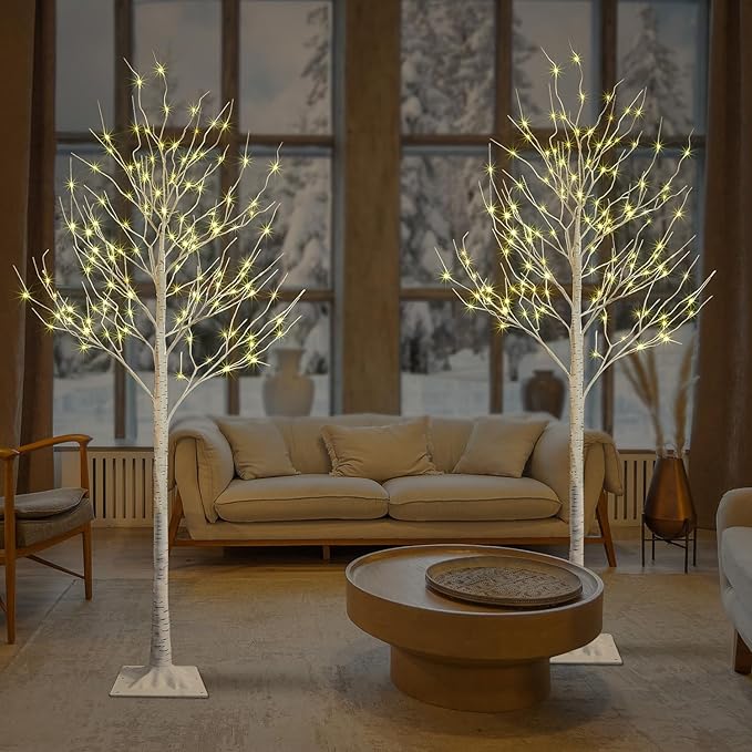 LIGHTSHARE 8 Feet 132L LED Birch Tree Lights, Warm White, - Image 6