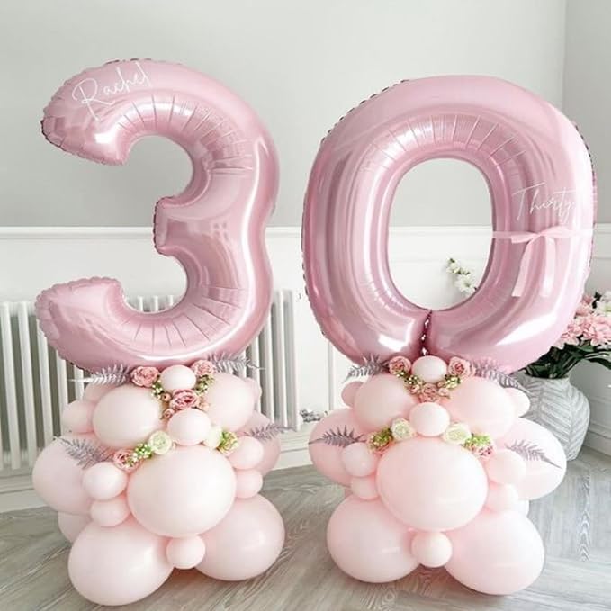 Light Pink 0 Number 40 Inch Large Balloon 0 Numbers Big Foil Helium Number - Image 4