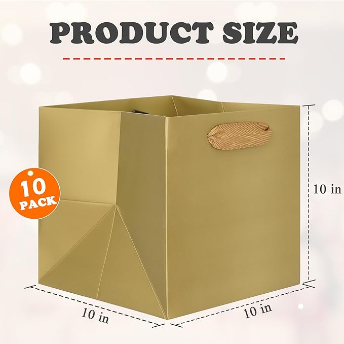 ADIDO EVA Gold Square Gift Bags Medium Size Square Bottom Paper Bags - Image 2