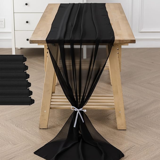 6Pack 9ft Chiffon Table Runner 14x108 Inch Sheer Romantic Table Runner - Image 6
