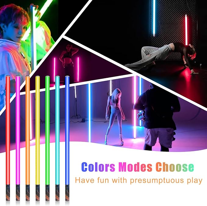 4 Pack 4ft Portable Battery Powered Tube Light 120cm Handheld LED RGB Lights - Image 3