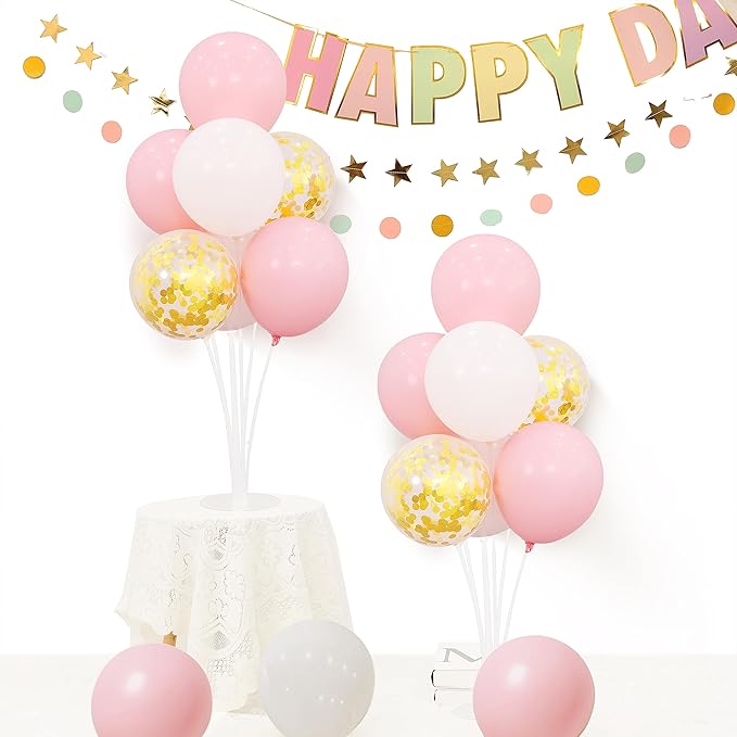4 Balloon Stand Kit For Table Centerpieces Pastel Pink Balloons Holder Baby - Image 2