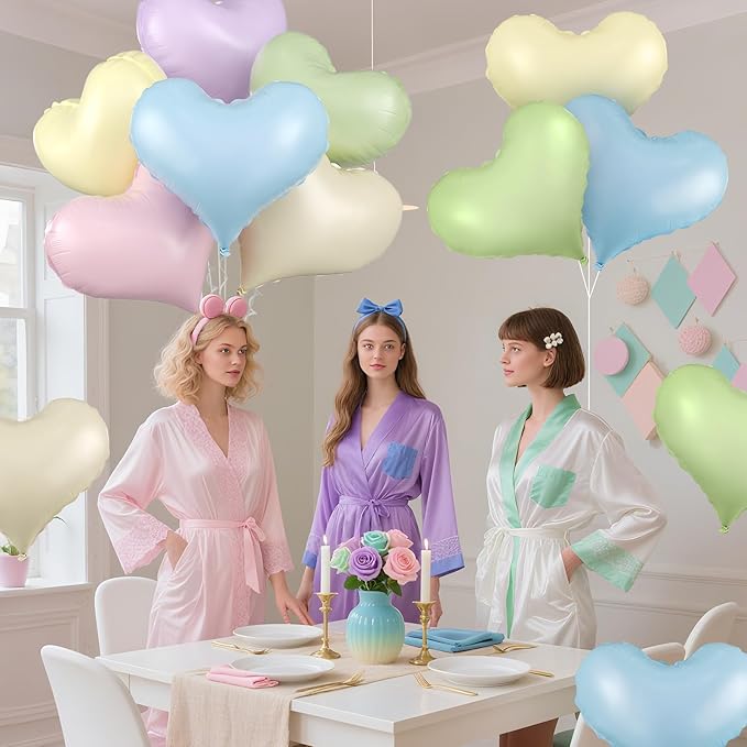 Colorful Heart Balloons, 24Inch Large Rainbow Heart foil Balloon - Image 7