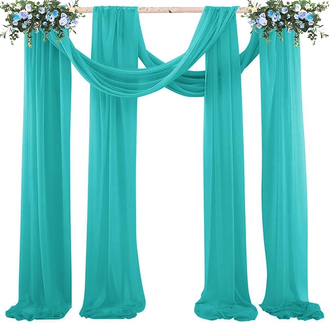2 Pack 10Ft Turquoise Chiffon Table Runner Sheer 29x120 Inch - Image 9