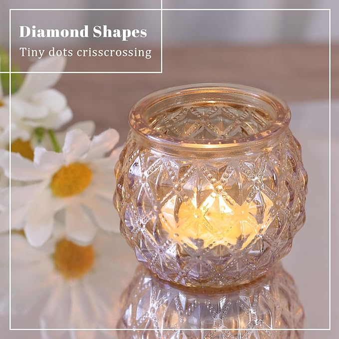 DARJEN 12Pcs Gold Glass Candle Holders - Image 2