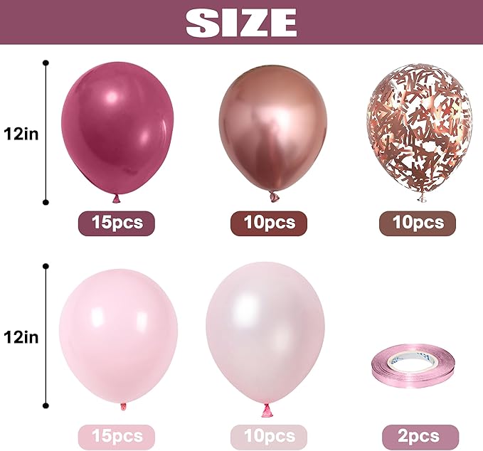 Togvu Dusty Rose Balloon Set, 60 Packs 12 Inch Retro Pink Metallic Chrome Rose - Image 2