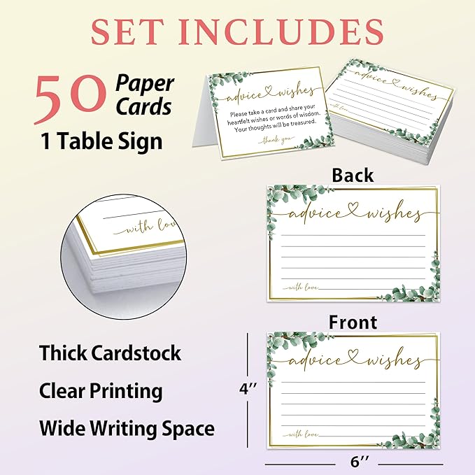 50 Advice and Wishes Cards, Double Sided Fill-In Advice Cards - Image 2