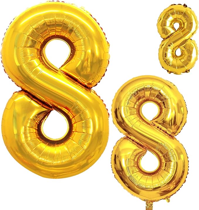 GOER Gold Foil Balloons Number 8, Huge Number Balloons by GOER