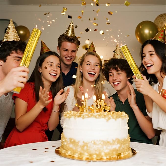 Confetti Cannons Gold | 5-Pack 12-Inch Party Poppers - Image 6