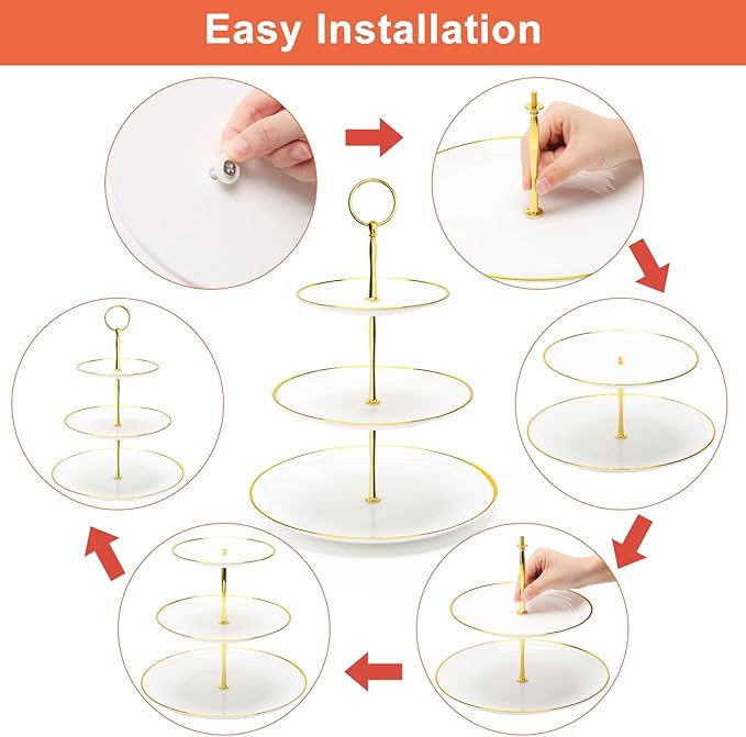 Coitak 3 Tier Cupcake Stand, Plastic Tiered Serving Stand, Dessert Tower Tray - Image 5