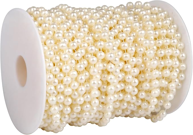 76.5 FT Pearl Beads Garland for Decoration, 6MM Craft Pearl Beads String Spool by Ucevi