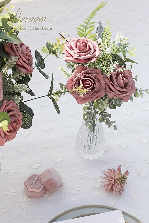 Floroom Artificial Flowers 50pcs Real Looking Dusty Rose Foam Fake Roses - Image 5