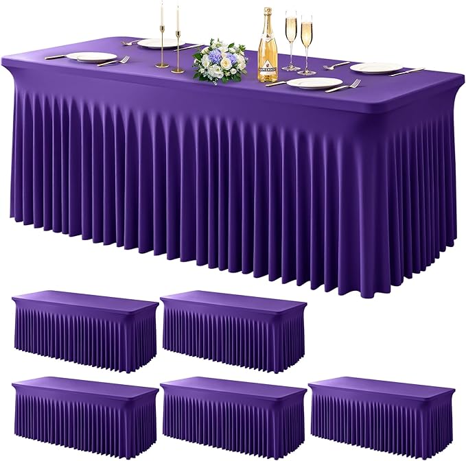 Wish Care 6 Pack Dark Purple Spandex Table Clothes by WishCare