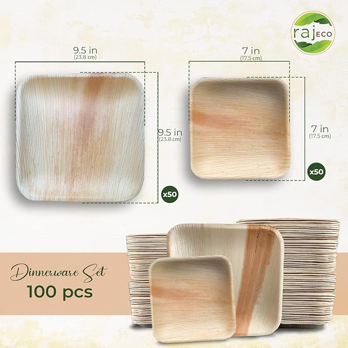 Raj Palm Leaf Plates Plates like Bamboo plates Disposable, Decorative - Image 2