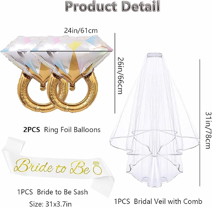 4PCS Bride To Be Sash and Veil - Image 2