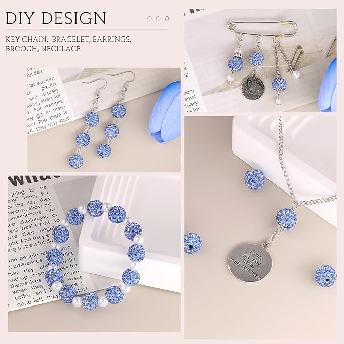 200pcs 10mm Light Sky Blue Rhinestone Beads - Image 5