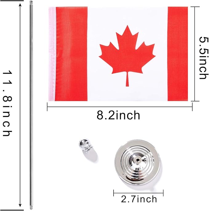 ZXvZYT 2 Pack Canada flag Canadian Table Flag Small Mini Canadian Desk Flags - Image 2