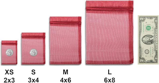 TheDisplayGuys 100-Pack 4x6 Maroon Sheer Organza Gift Bags - Image 5