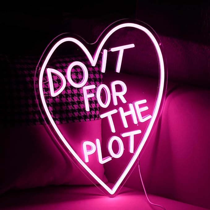 Do It For The Plot Neon Sign Dimmable Pink Words Neon Light for Wall Decor USB - Image 5
