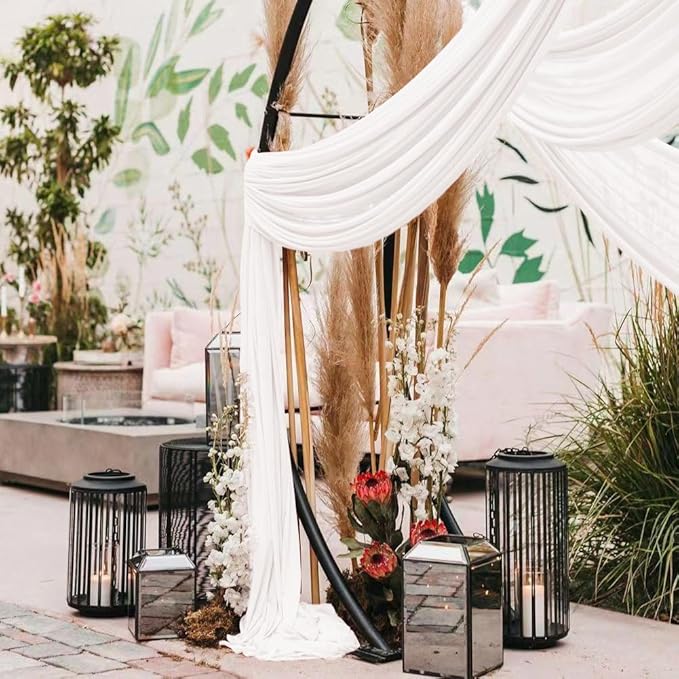 Ivory Wedding Arch Draping Fabric 4 Panels 30'' x 18FT Sheer Chiffon Arch - Image 6